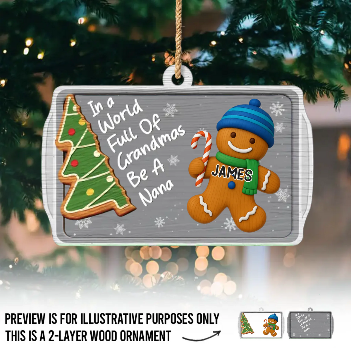 Custom Double Layer Wooden Ornament - Personalized Christmas Birthday Gifts For Mom, Grandma - Together We Make Christmas Magic