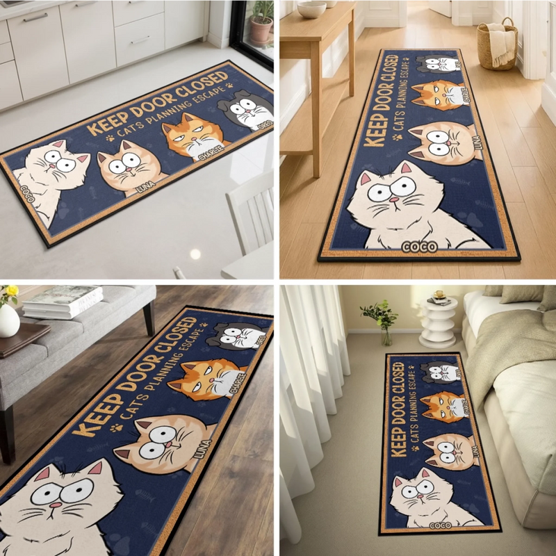 Custom Runner Rug - Personalized Birthday Gifts For Cat Lovers, Cat Mom And Dad - The Boss Cats Are Watching