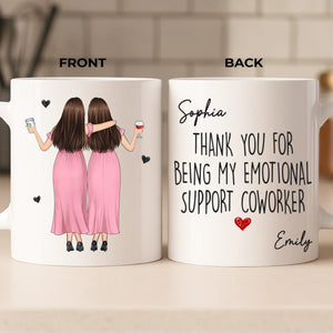 Custom Mug - Personalized Funny Gifts For Coworker, Work Bestie - Running On Caffeine And Gossip