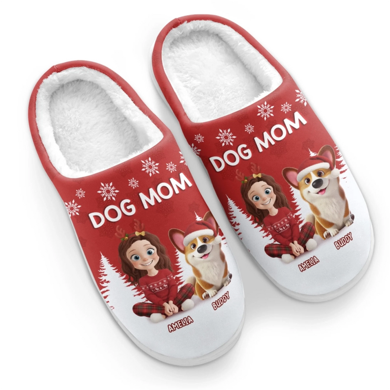 Custom Fluffy Slippers - Personalized Christmas Birthday Gifts For Dog Lovers, Dog Dad And Mom - Pawfect Vibes Only