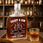 Custom Name Daddy and Son Gifts - Personalized Round Whiskey Bottle