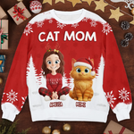 Custom Unisex Ugly Sweatshirt - Personalized  Christmas Birthday Gifts For Cat Lovers, Cat Mom And Dad - Meow And Merry On