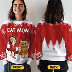 Custom Unisex Ugly Sweatshirt - Personalized  Christmas Birthday Gifts For Cat Lovers, Cat Mom And Dad - Meow And Merry On