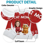Custom Unisex Ugly Sweatshirt - Personalized  Christmas Birthday Gifts For Cat Lovers, Cat Mom And Dad - Meow And Merry On