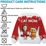 Custom Unisex Ugly Sweatshirt - Personalized  Christmas Birthday Gifts For Cat Lovers, Cat Mom And Dad - Meow And Merry On