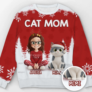 Custom Unisex Ugly Sweatshirt - Personalized  Christmas Birthday Gifts For Cat Lovers, Cat Mom And Dad - Meow And Merry On