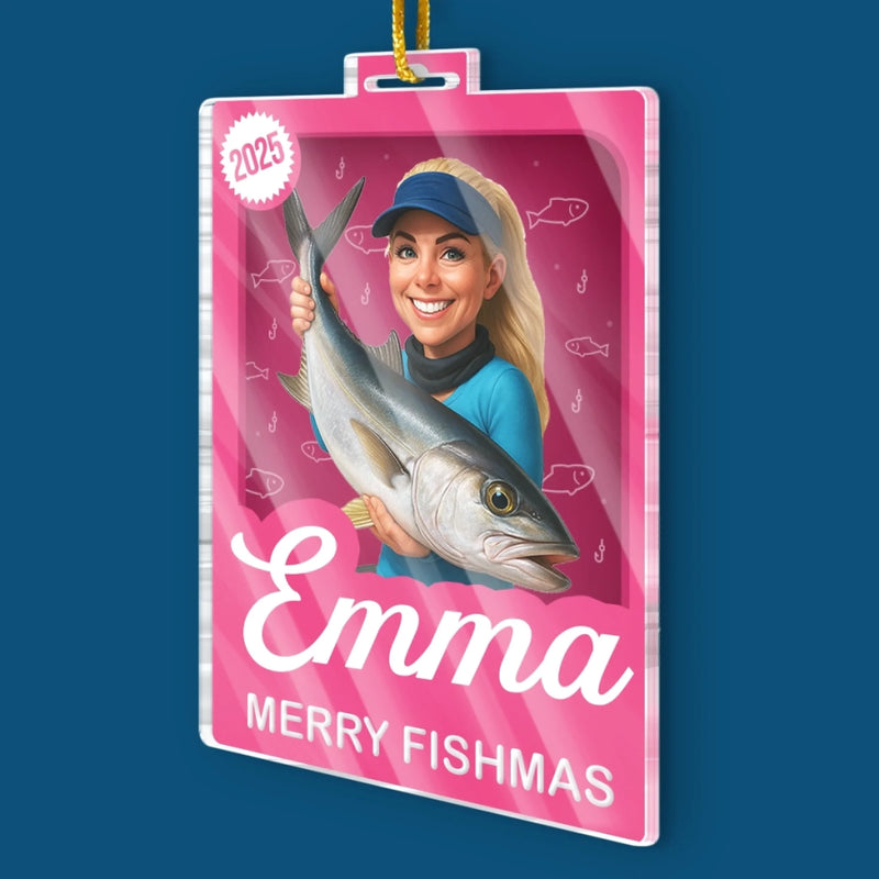 Custom Photo Toy Box Acrylic Ornament - Personalized Christmas Birthday Fishing Gifts For Fisherman - Merry Fishmas, Ya Filthy Angler