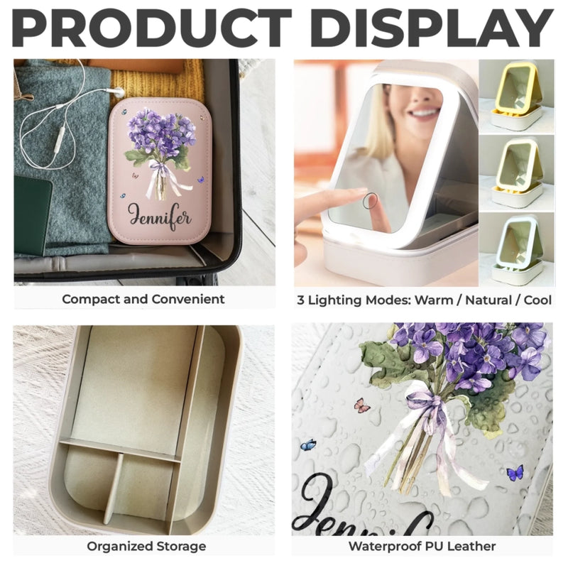 Custom Jewelry Box LED Makeup - Personalized Birthday Gifts For Besties, Sisters, BFF, Family, Yourself - Be Kind To Your Own Heart