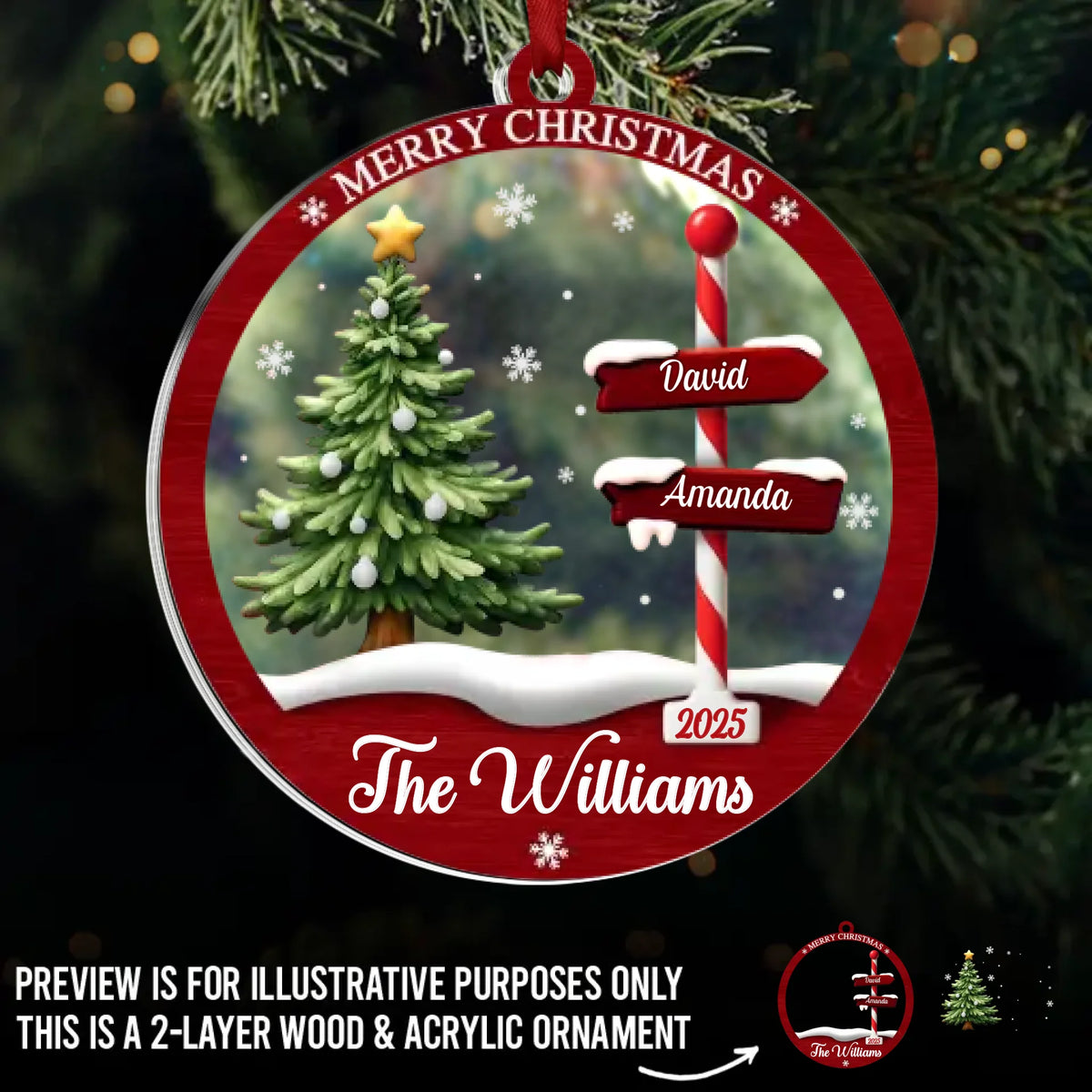 Custom Wood & Acrylic Ornament - Personalized Christmas Birthday Gifts For Mom, Dad, Brother, Sister, Kids - Home Feels Warmer At Christmas Time