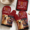 Custom Oven Mitt And Pot Holder Set - Personalized Christmas Birthday Gifts For Mom, Grandma, Dog Cat Lovers - Love Is Furry And Endless