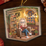 Custom Acrylic Ornament - Personalized Christmas Bookish Gifts For Book Lovers, Bookworms, Readers - This Nook Is My Happy Chapter
