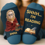 Custom Crew Socks - Personalized Bookish Gifts For Book Lovers, Bookworms, Readers - Leave Me Alone, I’m Bonding With Fiction