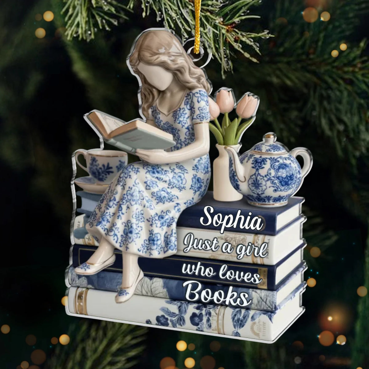 Custom Acrylic Ornament - Personalized Christmas Bookish Gifts For Book Lovers, Bookworms, Readers - Books Are My Love Language