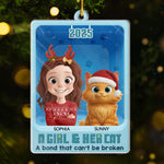 Custom Name Girl and Cat Christmas Gifts - Personalized Ornament