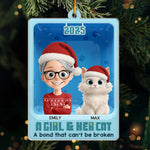Custom Name Girl and Cat Christmas Gifts - Personalized Ornament