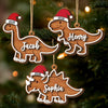 Custom Dinosaur Double Layer Wooden Ornament - Personalized Christmas Birthday Gifts For Mom, Dad, Brother, Sister, Kids - Dino Spreading Christmas Cheer