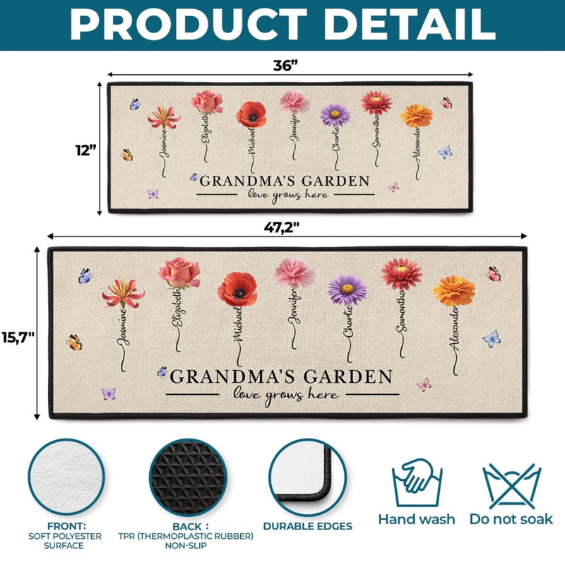 Custom Runner Rug - Personalized Birthday Gifts For  Mom, Grandma - This Garden Grows With Every Grandchild