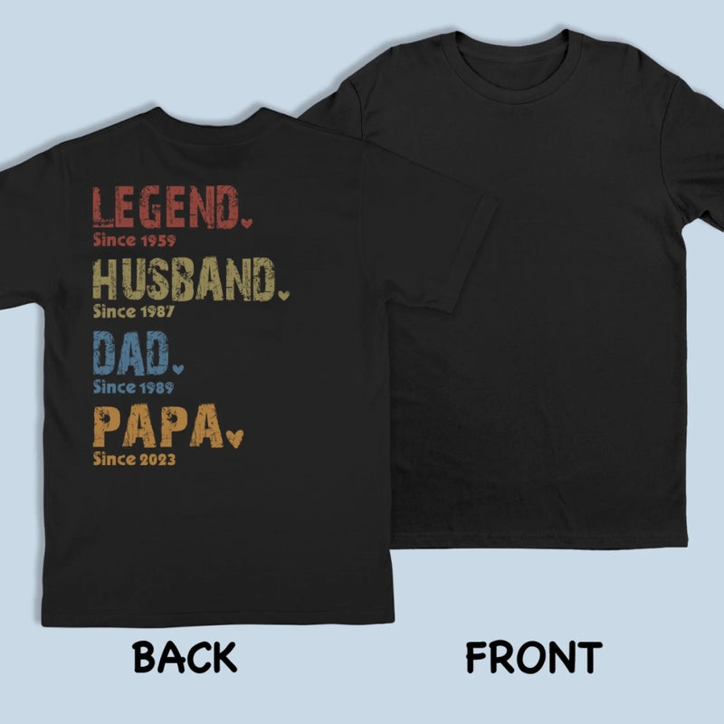 Custom Back Printed Unisex T-shirt, Premium T-shirt, Hoodie - Personalized Birthday Gifts For Dad, Grandpa - Generations Of Love In One Heart