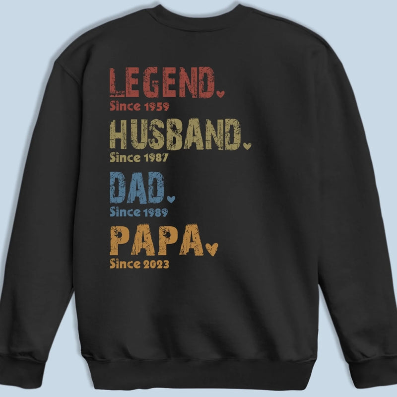 Custom Back Printed Unisex T-shirt, Premium T-shirt, Hoodie - Personalized Birthday Gifts For Dad, Grandpa - Generations Of Love In One Heart