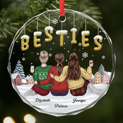 Custom Circle Glass Ornament - Personalized Best Friend Christmas Birthday Gifts For Women, Besties, Sisters, BFF - Crazy Together Since Day One