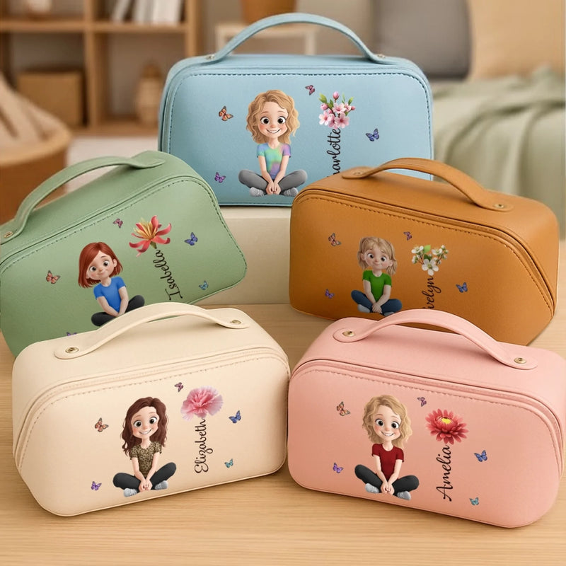 Custom PU Leather Travel Toiletry Bag - Personalized Birthday Gifts For Women, Besties, Sisters, BFF, Family, Yourself - Ready For The Next Adventure