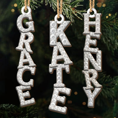 Custom Letter Wooden Ornament - Personalized Christmas Birthday Gifts For Mom, Dad, Brother, Sister, Kids - Gathered In Glitter And Love