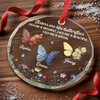 Custom Circle Glass Ornament - Personalized Best Friend Christmas Birthday Gifts For Women, Besties, Sisters, BFF - Butterflies Bless Our Friendship