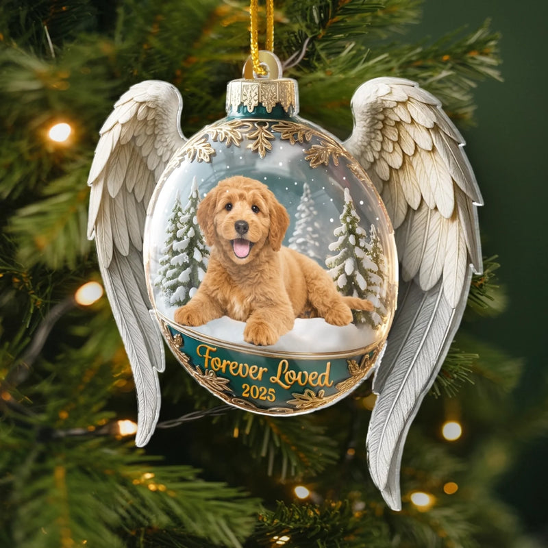 Custom Photo Acrylic Ornament - Personalized Pet Christmas Memorial Sympathy Gifts For Dog Lovers - Forever Cherished In Paw Prints