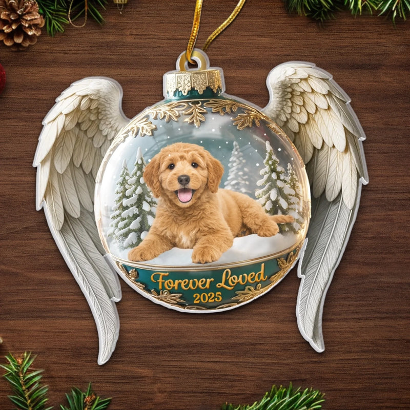 Custom Photo Acrylic Ornament - Personalized Pet Christmas Memorial Sympathy Gifts For Dog Lovers - Forever Cherished In Paw Prints
