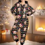 Custom Photo Onesie Pajamas - Personalized Christmas Birthday Gifts For Family, Dog Cat Lovers - The Family That Matches, Laughs Together