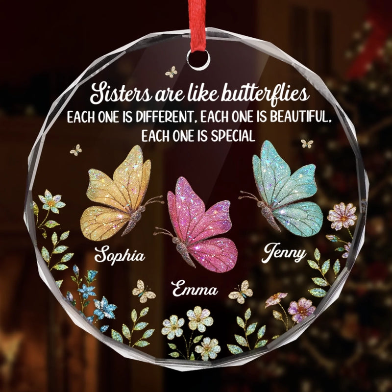 Custom Circle Glass Ornament - Personalized Best Friend Christmas Birthday Gifts For Women, Besties, Sisters, BFF - Besties Brighten Every Day