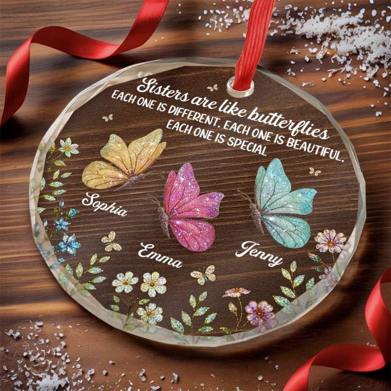 Custom Circle Glass Ornament - Personalized Best Friend Christmas Birthday Gifts For Women, Besties, Sisters, BFF - Besties Brighten Every Day