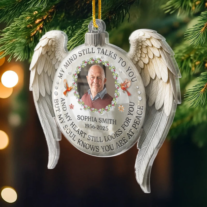 Custom Photo Acrylic Ornament - Personalized Christmas Memorial Sympathy Gifts For Loss Of Mom, Dad - Your Light Stays With Us Always
