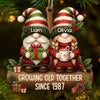 Custom Gnome Wood Ornament - Personalized Anniversary Christmas Wedding Gifts For Husband And Wife, Him And Her - Growing Old Together