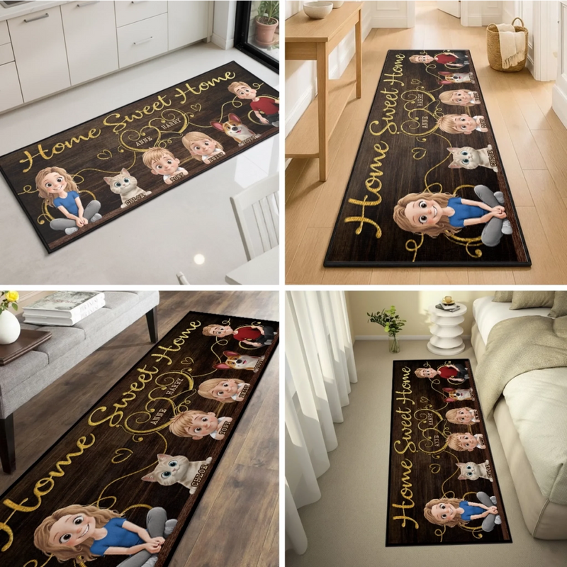 Custom Runner Rug - Personalized Birthday Gifts For Family, Dog Cat Lovers - Love Begins At The Front Door