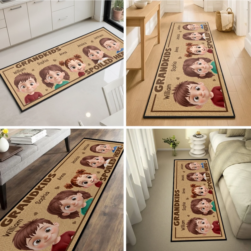 Custom Runner Rug - Personalized Birthday Gifts For Grandpa, Grandma - Small Feet, Big Love, Happy home