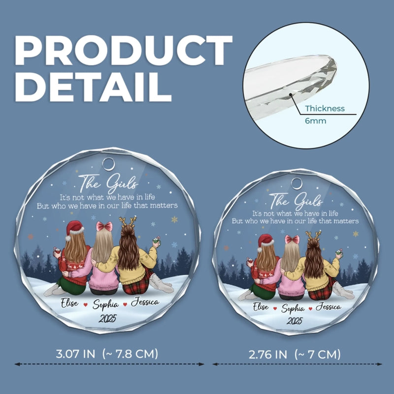 Custom Circle Glass Ornament - Personalized Best Friend Christmas Birthday Gifts For Women, Besties, Sisters, BFF - Friendship Hits Different