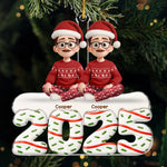 Custom Acrylic Ornament - Personalized Christmas Anniversary Birthday Gifts For Couples, Family, Husband and Wife, Dog Lovers, Pet Lovers - Happiness Is Two Hearts And Four Paws