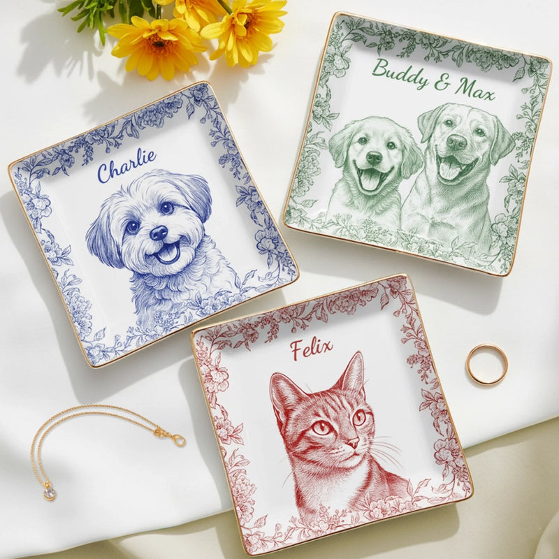 Custom Photo Full-Print Jewelry Dish - Personalized  Christmas Birthday Gifts For Dog Cat Lovers, Dog Dad And Mom, Cat Owners - Forever My Little Muse