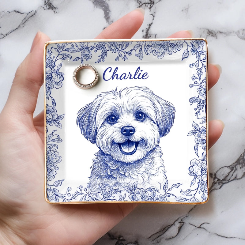 Custom Photo Full-Print Jewelry Dish - Personalized  Christmas Birthday Gifts For Dog Cat Lovers, Dog Dad And Mom, Cat Owners - Forever My Little Muse