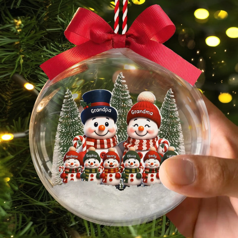 Custom Snowman 3D Acrylic Ball Ornament - Personalized Christmas Birthday Gifts For Grandpa, Grandma - Our Favorite Christmas Memories