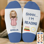 Custom Crew Socks - Personalized Bookish Gifts For Book Lovers, Bookworms, Readers - Adventures Inside These Pages