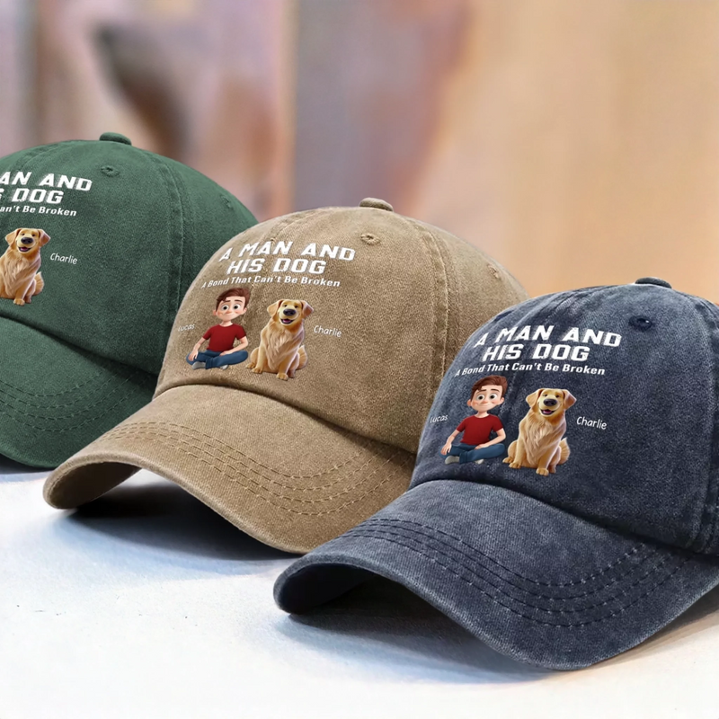 Custom Vintage Washed Denim Baseball Cap - Personalized Christmas Birthday Gifts For Dog Lovers, Dog Dad And Mom - Fetch Expert