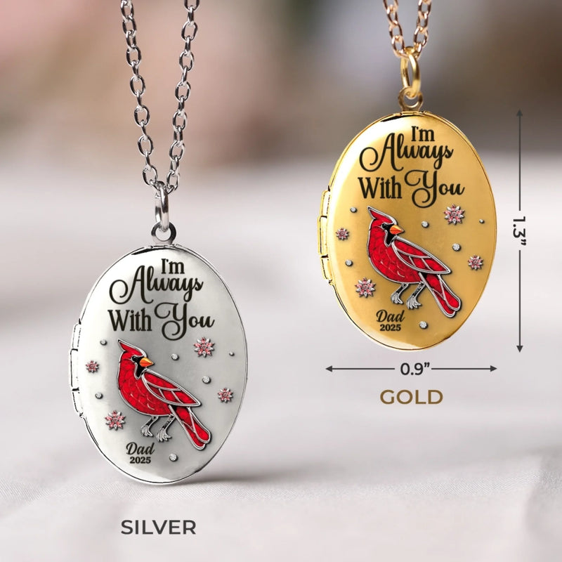 Custom Photo Locket Necklace - Personalized Memorial Sympathy Gifts For Loss Of Mom, Dad - Always Loved Always Missed