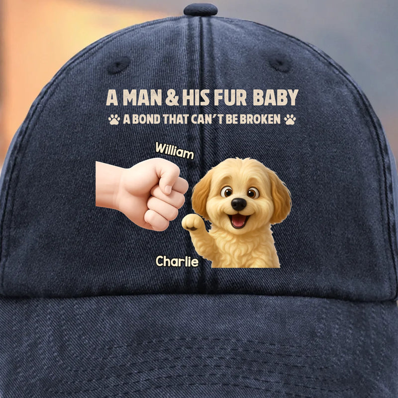Custom Vintage Washed Denim Baseball Cap - Personalized Christmas Birthday Gifts For Dog Cat Lovers, Dog Dad And Mom, Cat Owners - Best Bro Comes With Fur