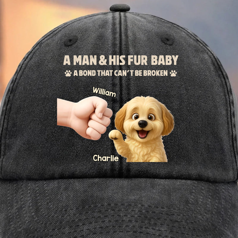 Custom Vintage Washed Denim Baseball Cap - Personalized Christmas Birthday Gifts For Dog Cat Lovers, Dog Dad And Mom, Cat Owners - Best Bro Comes With Fur