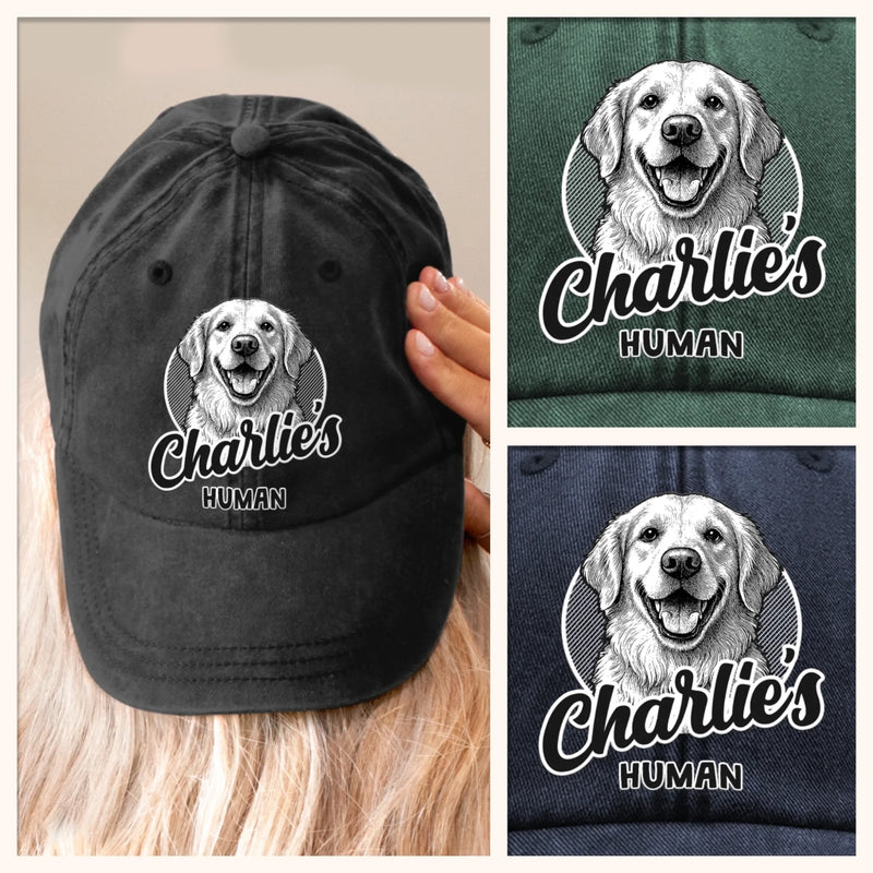 Custom Photo Vintage Washed Denim Baseball Cap - Personalized Birthday Gifts For Dog Cat Lovers, Dog Dad And Mom, Cat Owners - Fur Baby Obsessed