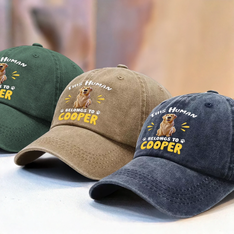 Custom Vintage Washed Denim Baseball Cap - Personalized Birthday Gifts For Dog Cat Lovers, Dog Dad And Mom, Cat Owners - Living The Fur Way