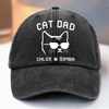 Custom Vintage Washed Denim Baseball Cap - Personalized Birthday Gifts For Cat Lovers, Cat Mom And Dad - Certified Cat Dad