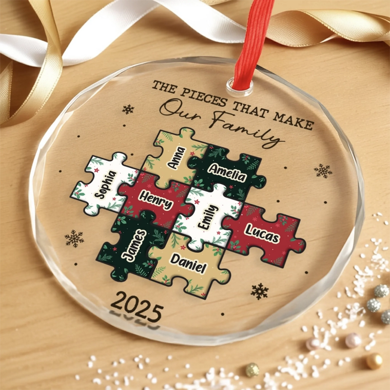 Custom Circle Glass Ornament - Personalized Christmas Birthday Gifts For Mom, Dad, Brother, Sister, Kids - Where Love Stays Forever